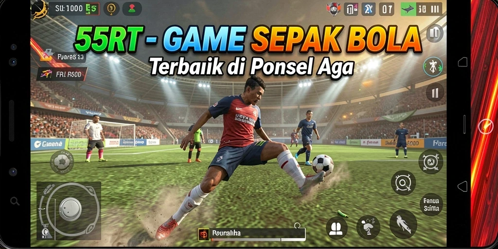 Tampilan gameplay 55RT yang menawan dalam aksi sepak bola.