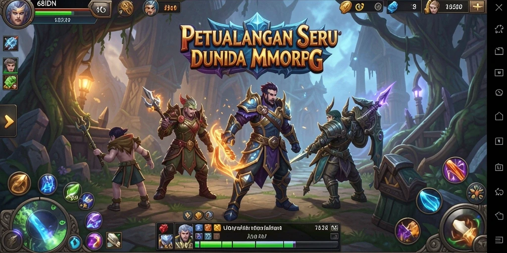 Tampilan seru dari gameplay MMORPG di 68IDN.