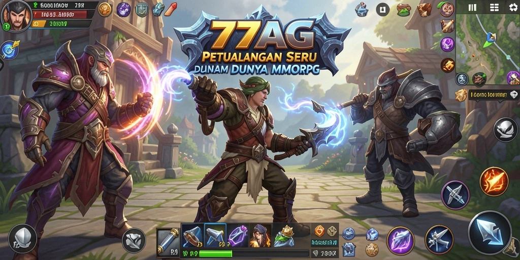 Tampilan gameplay menarik dari 77AG saat berpetualang di dunia MMORPG.