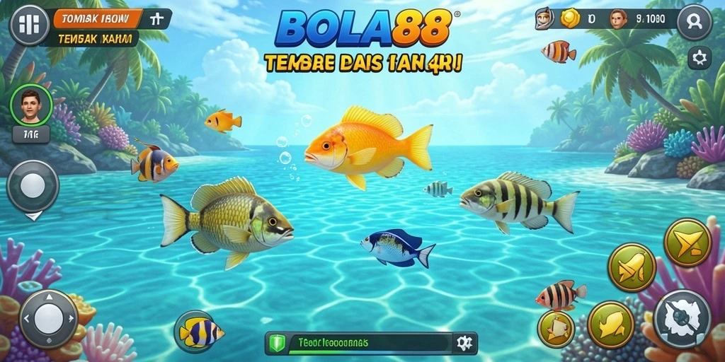 Tampilan gameplay BOLA88 yang seru dalam menembak ikan.