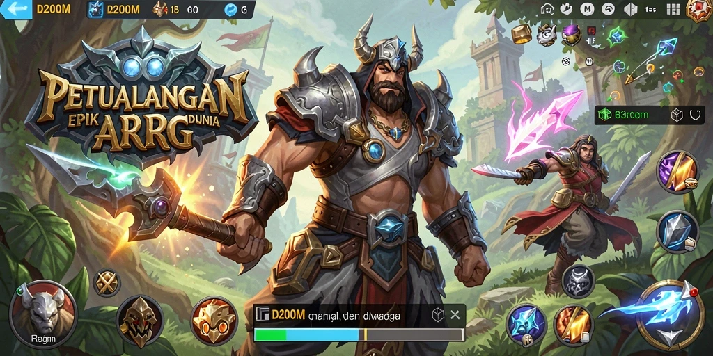 Tampilan gameplay D200M dengan aksi bertarung yang seru dan grafis menawan.