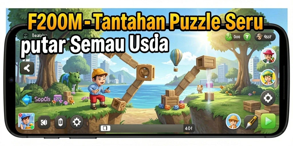 Screenshot gameplay F200M yang menunjukkan tantangan Puzzle menyenangkan.
