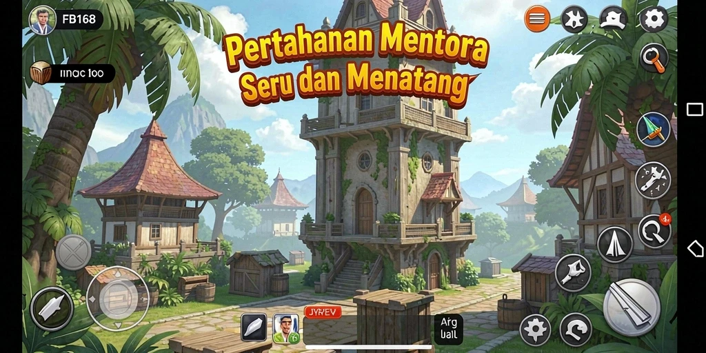 Screenshot dari gameplay FB168 menampilkan aksi pertahanan menara yang mendebarkan.