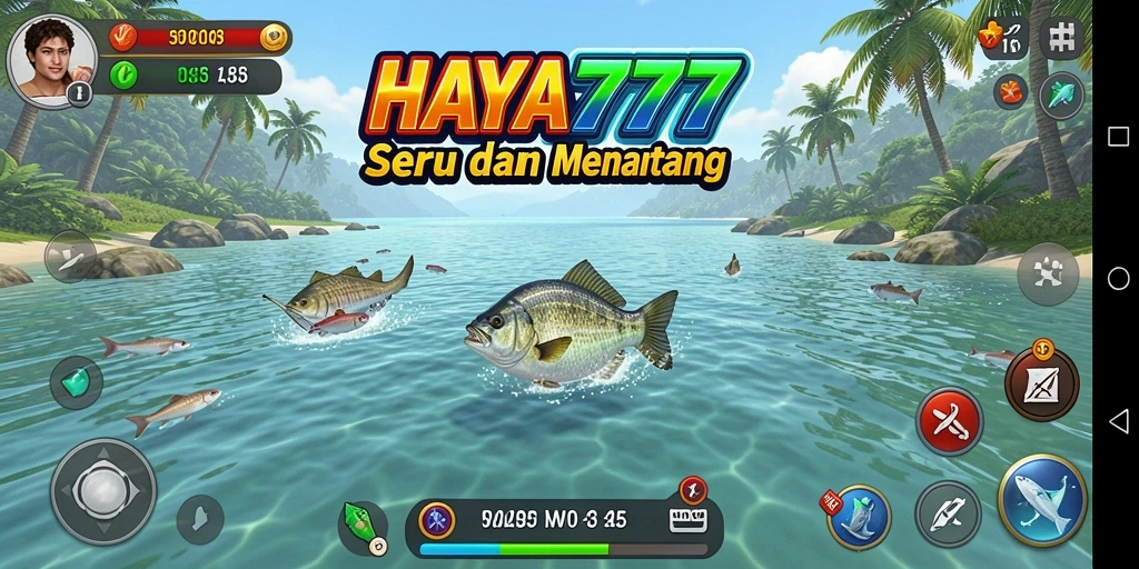 Gameplay HAYA777 menampilkan momen seru saat menangkap ikan.