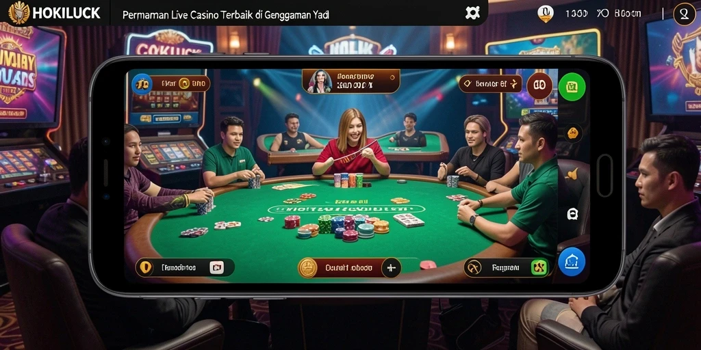Tampilan gameplay HOKILUCK yang memukau dan interaktif dengan dealer langsung.