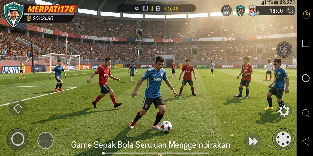 Tampilan gameplay seru dari MERPATI178 saat pertandingan sepak bola berlangsung.