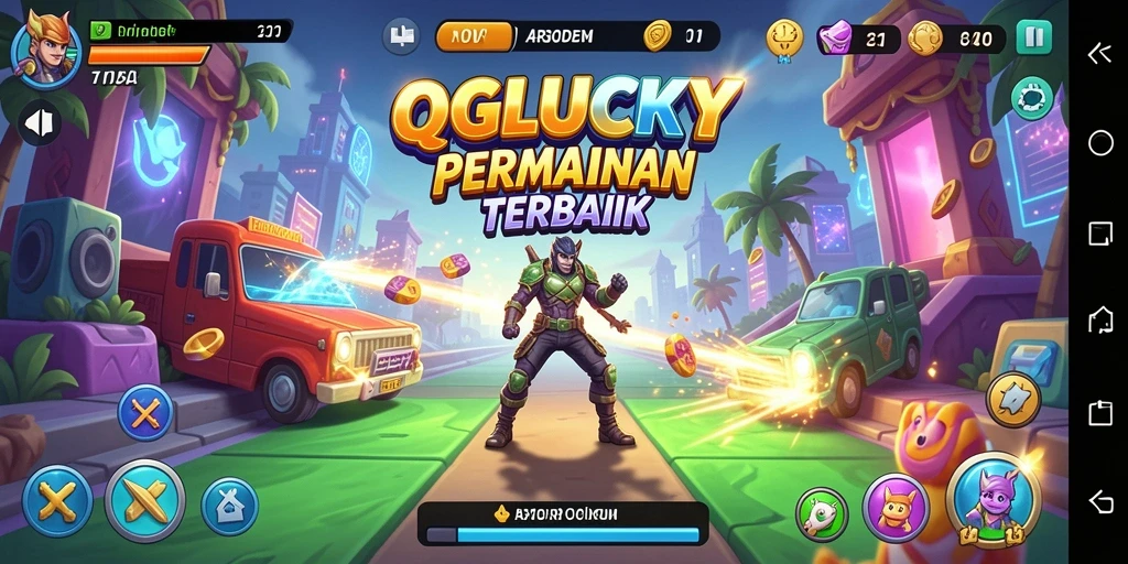 Tampilan screenshot utama QGLUCKY dengan gameplay Arcade yang menarik.