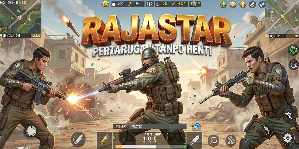 Gameplay seru RAJASTAR dalam pertarungan Battle Royale.