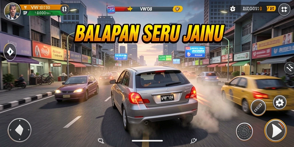 Tampilkan gameplay VW108 dengan aksi balapan mendebarkan.