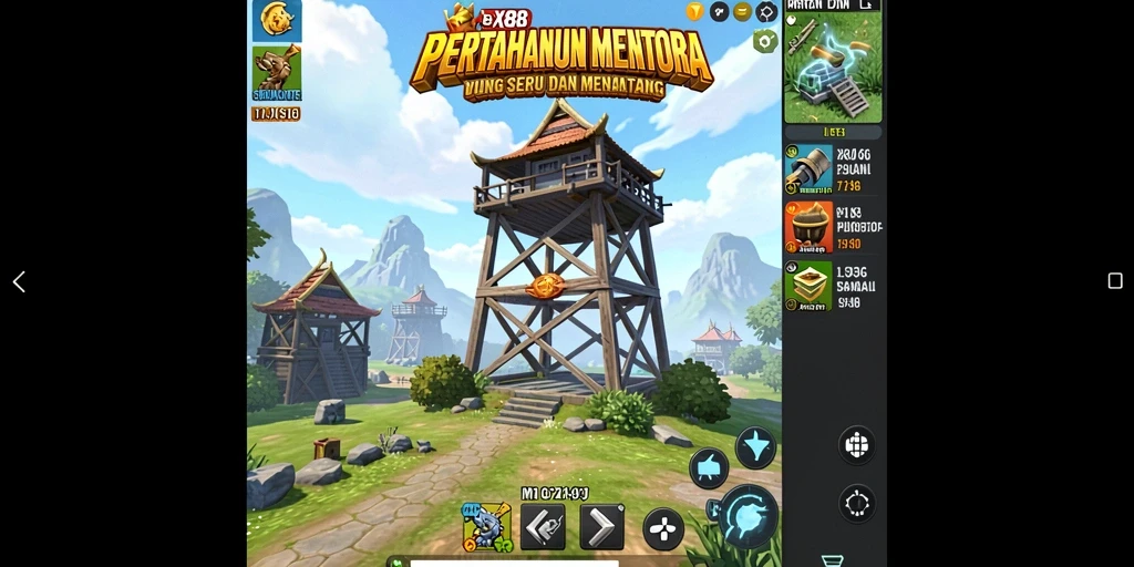 Screenshot gameplay X88 menampilkan aksi menara yang menarik dan intens.
